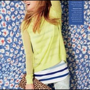 Cabi pullover neon green open weave split back M